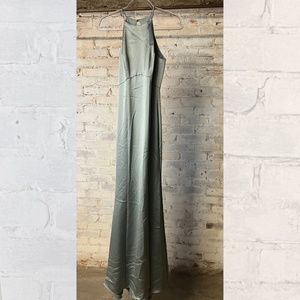 amsale imani jade high neck keyhole back satin bridesmaid dress [size 2]